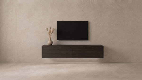 Zwevend tv-meubel Espresso eiken, Liventa Air op maat, vooraanzicht