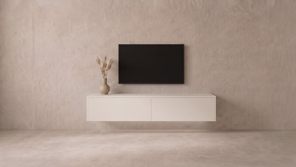 Zwevend tv-meubel Albast wit, Liventa Air op maat, vooraanzicht