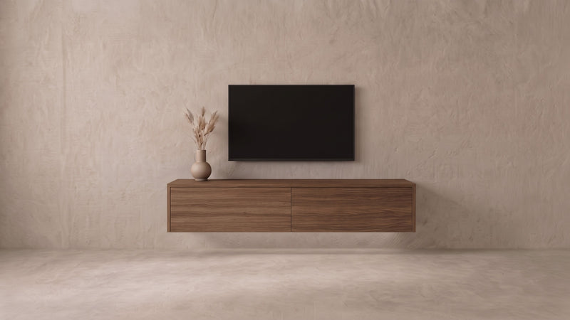 Zwevend tv-meubel Cognac walnoot, Liventa Air op maat, vooraanzicht