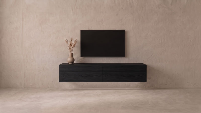 Zwevend tv-meubel Onyx eiken, Liventa Air op maat, vooraanzicht