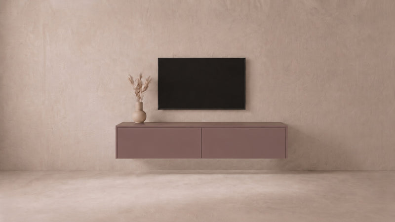 Zwevend tv-meubel Oud roze, Liventa Air op maat, vooraanzicht